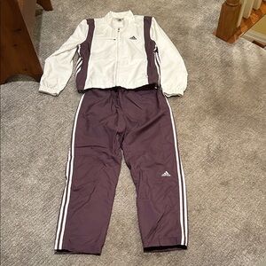 Adidas Women's Purple and White Track Pants & Jacket